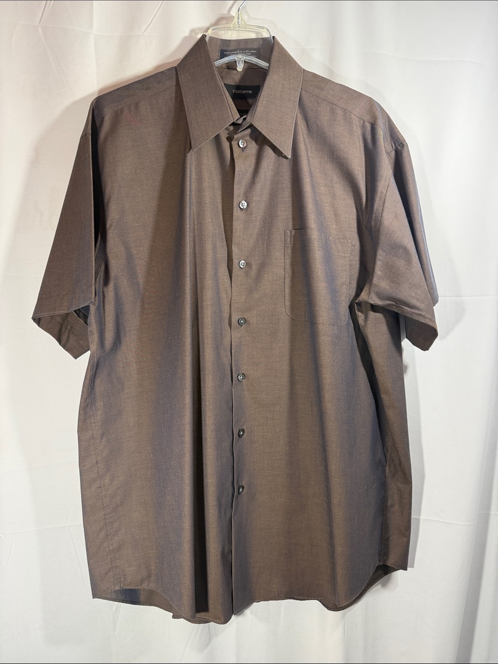 Claiborne Men's Short-Sleeve Button-Down Shirt in Brown Size Large